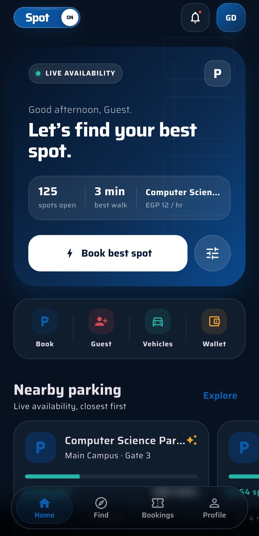 SpotON parking companion mobile app