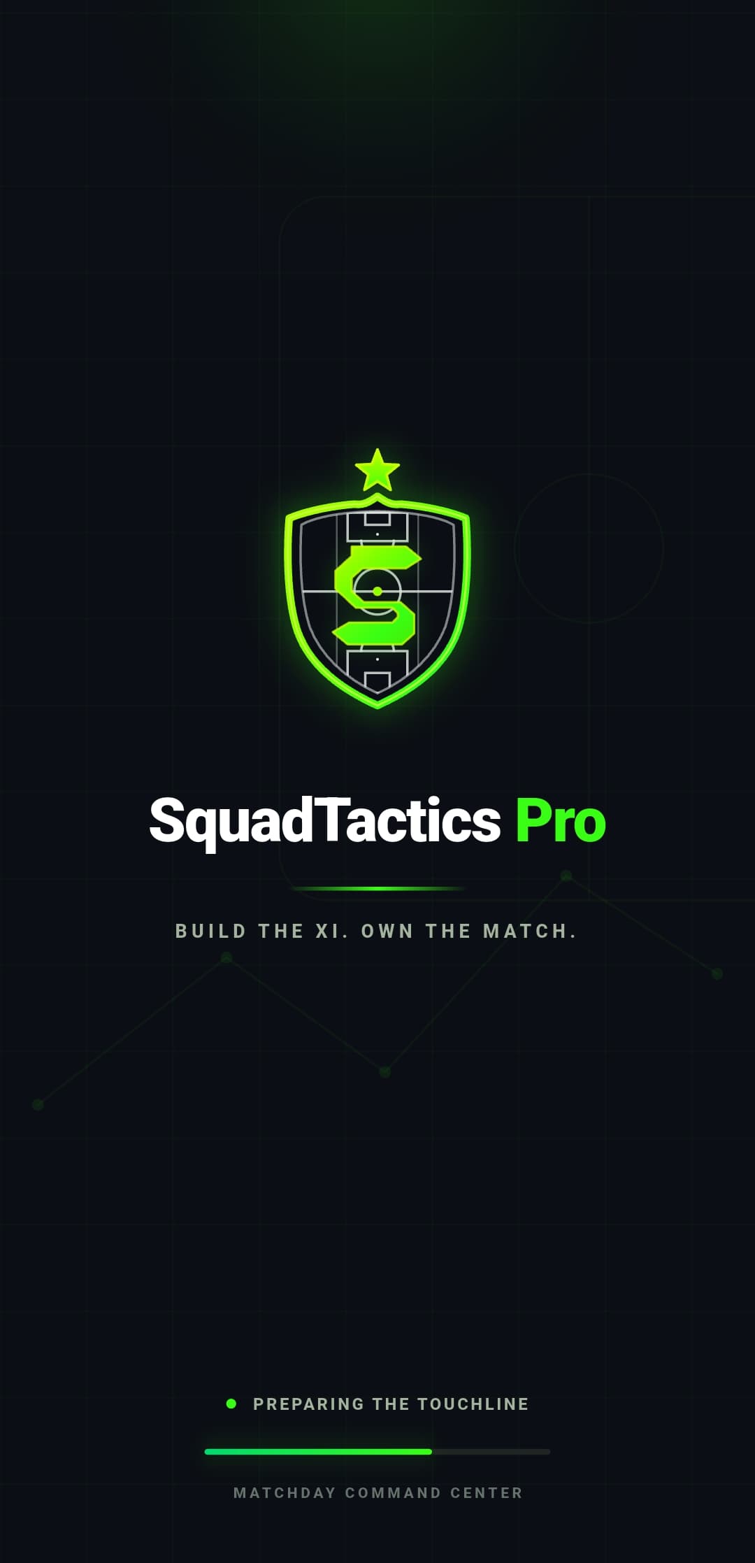 SquadTactics Pro football management mobile app, screen 1