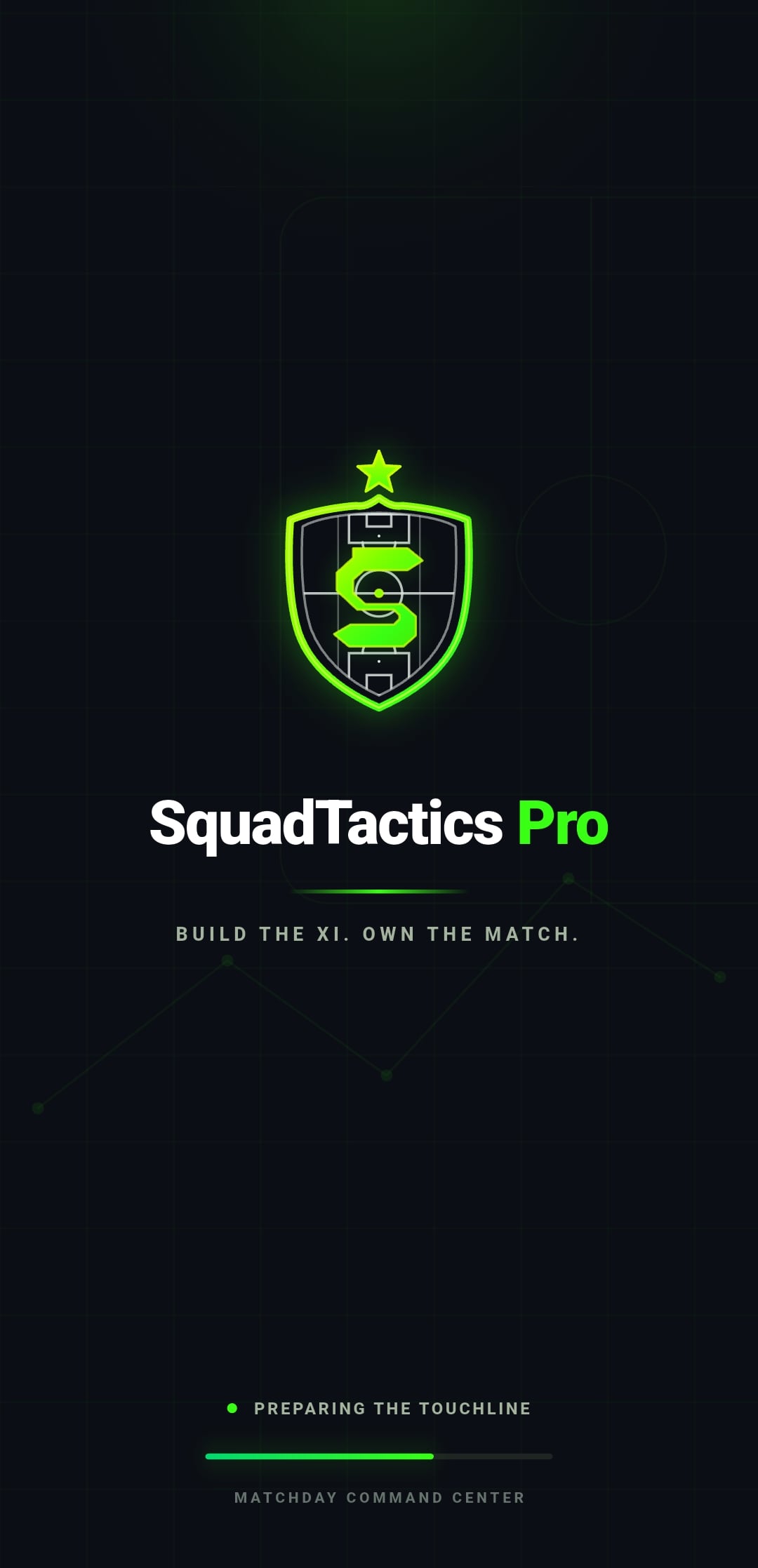 SquadTactics Pro football management mobile app, screen 1
